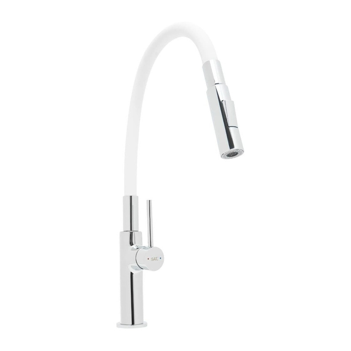 Mélangeur évier SAT avec bras en silicone blanc/chrome SATBSD290B2F