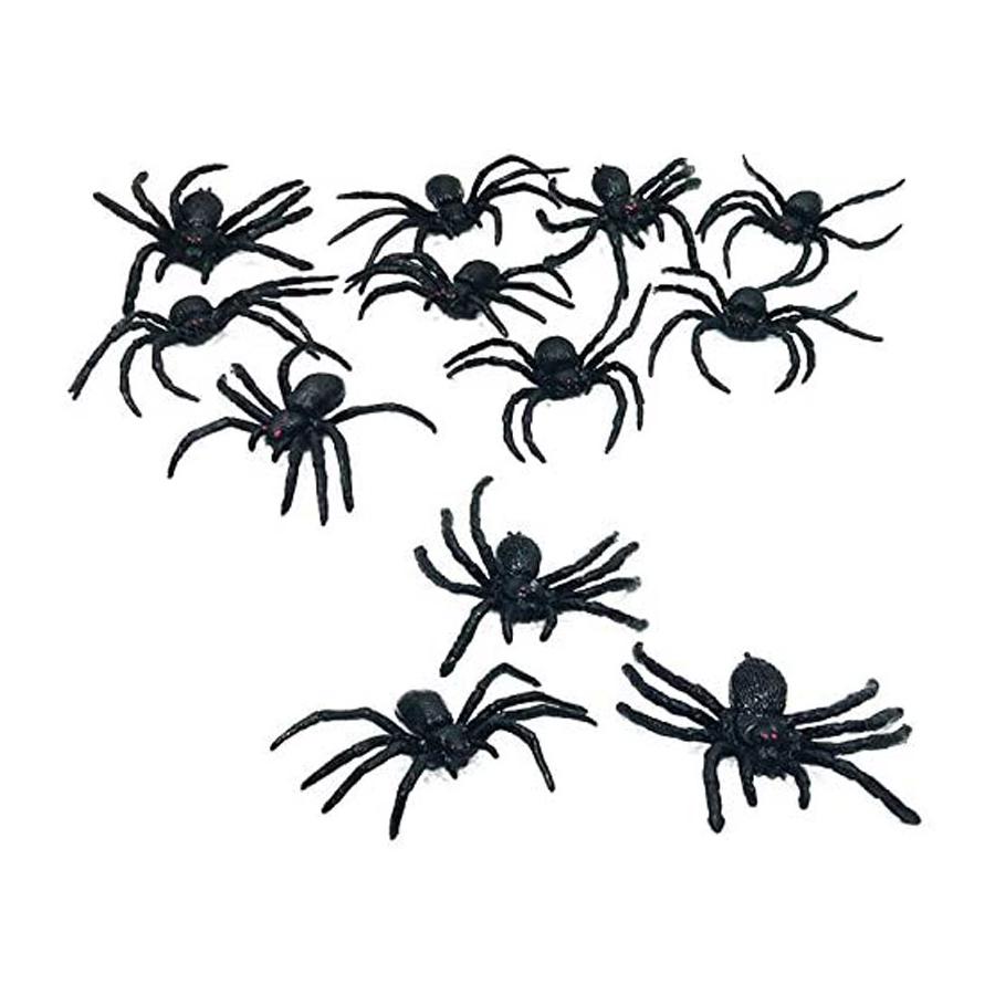 Set 12 Ragni Finti 8cm Nero Decorazione Halloween