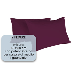 COPPIA FEDERE MAX COLOR, 100% Cotone, Made in Italy - PRUGNA