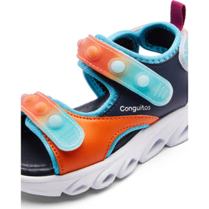 Sandalias Abiertas de Niña con Luces Azul Marino / Naranja