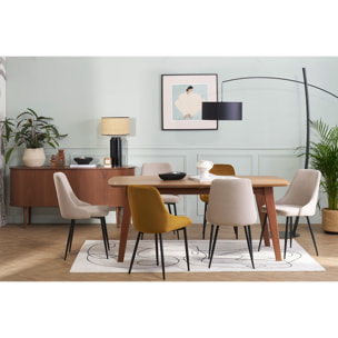 Chaises design en tissu effet velours texturé bleu foncé et métal noir (lot de 2) CULT