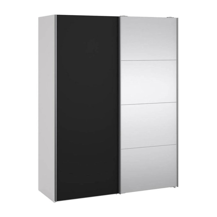 Guardaroba 2 ante Seraphine, Mobile camera da letto, Cabina armadio portabiti, Armadio appendiabiti, 150x61 h200 cm, Bianco e Nero