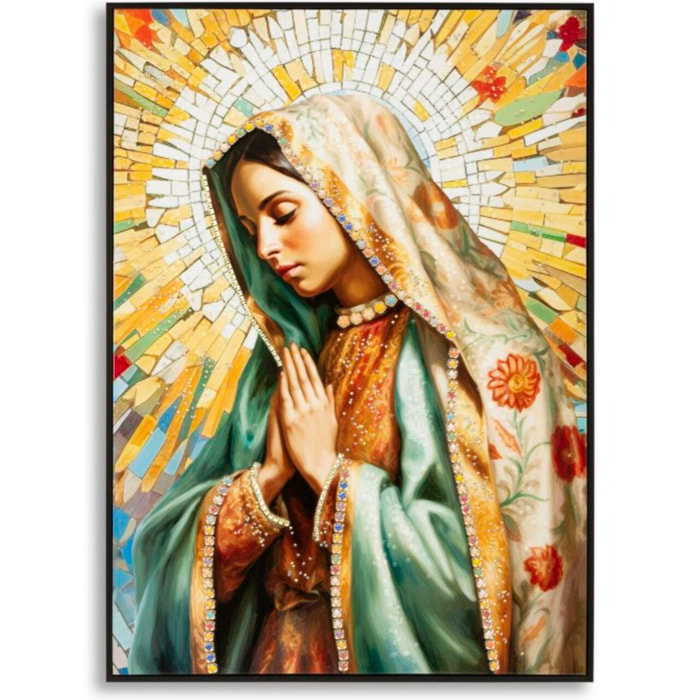 DIPINTO SU TELA LACCATO MADONNA -A- C/CORNICE CM 72X4X102