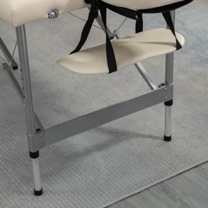 HOMCOM Camilla de Masaje Plegable Mesa de Masaje Portátil con Altura Ajustable en 7 Posiciones Reposacabezas y Marco de Aleación de Aluminio para Fisioterapia Carga 130 kg 186x71x62-83 cm Beige