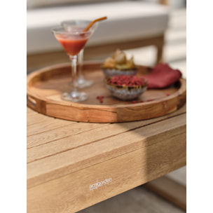 DAVAO - Salon bas de jardin 5 pl en aluminium imitation bois