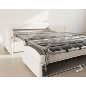 Gauthier - Canapé lit 3 places convertible express couchage quotidien 140 cm matelas 14 cm en tissu texturé - Beige
