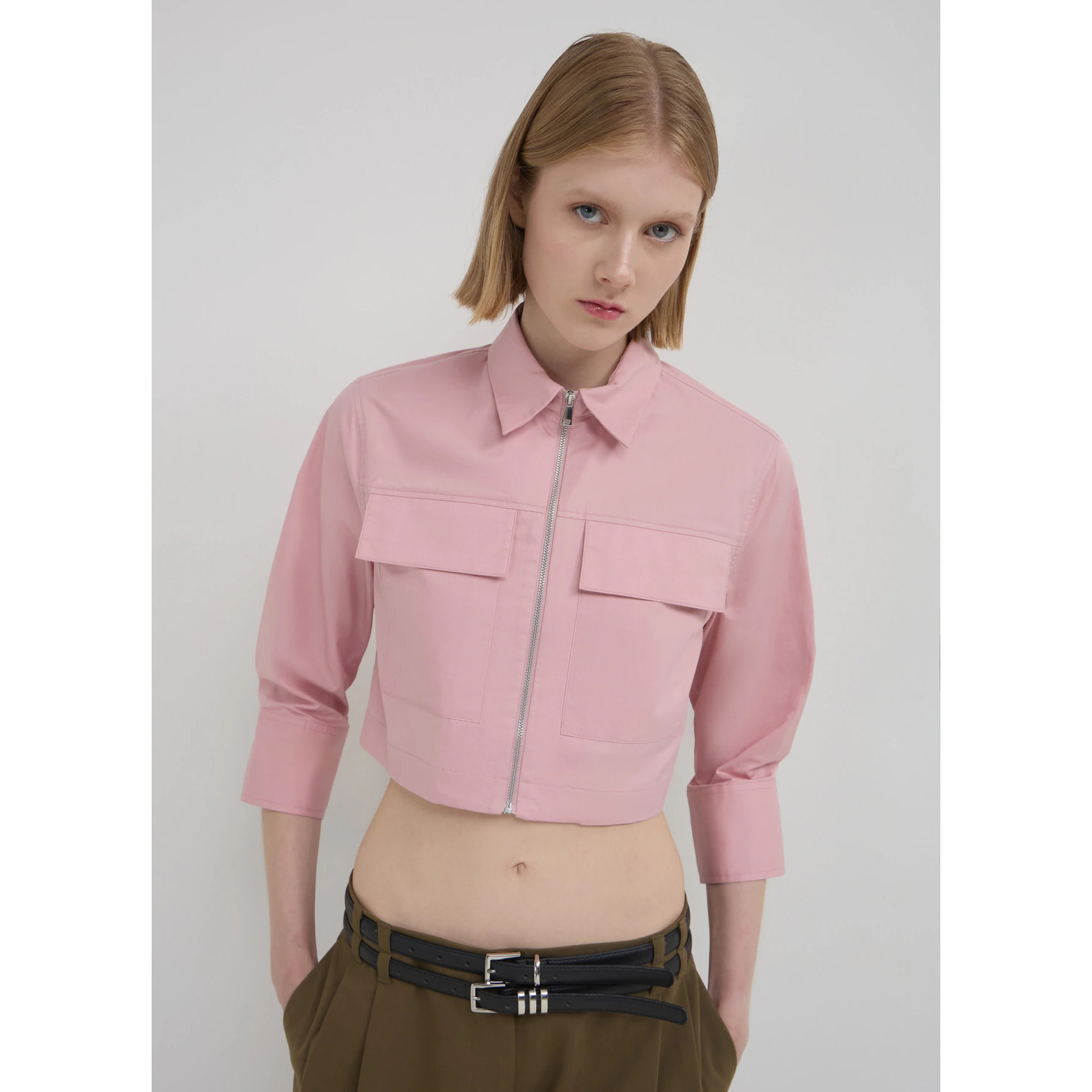 Camicia crop a zip