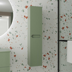 Colonne de salle de bain vert olive suspendu - Hauteur 120 cm - 2 portes - LEON