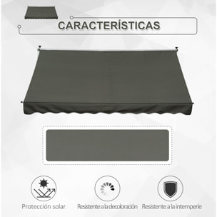 Toldo Portátil Balcón Plegable de Aluminio 3x1.5m Gris