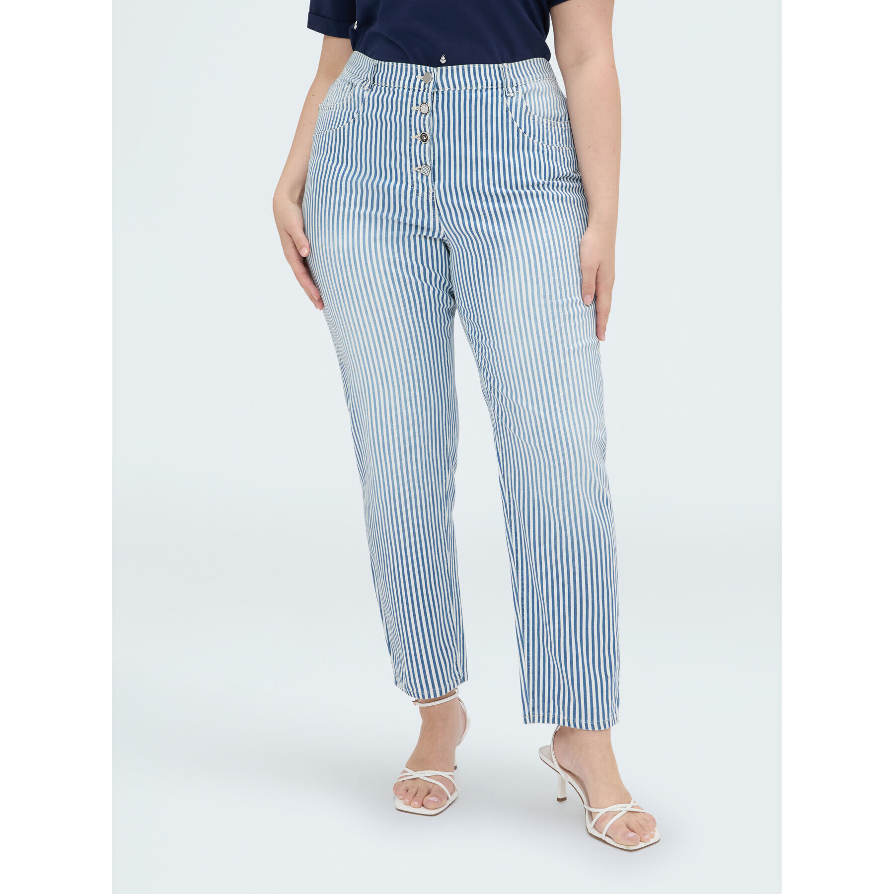 Fiorella Rubino - Jeans Barrel a righe - Blu