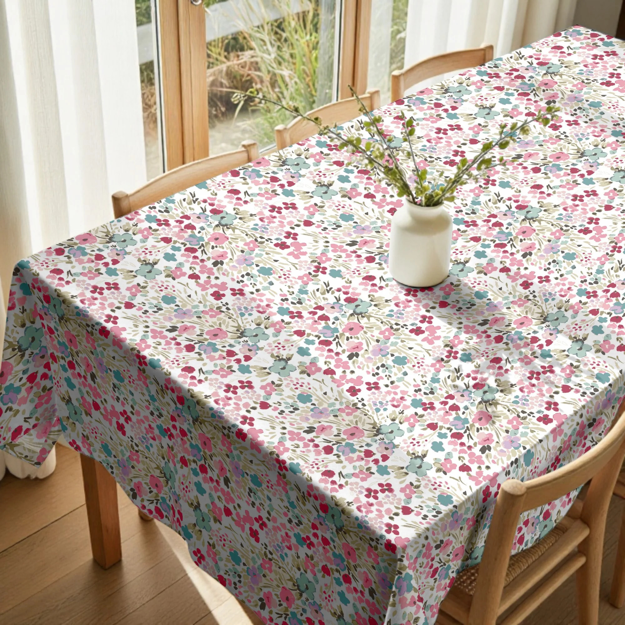 Nappe enduite 0120-52 - 100% coton - traitement antitaches - Multicolore