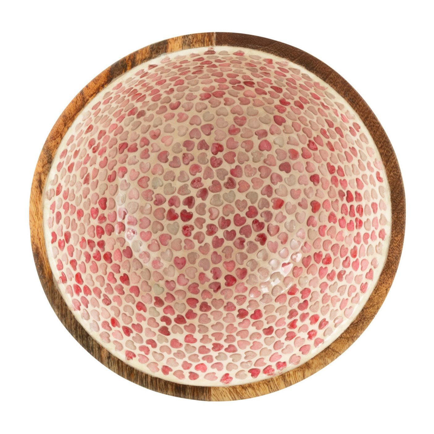 J-Line Bol Coeur Mosaique Bois De Manguier Rose Medium
