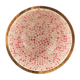 J-Line Bol Coeur Mosaique Bois De Manguier Rose Medium