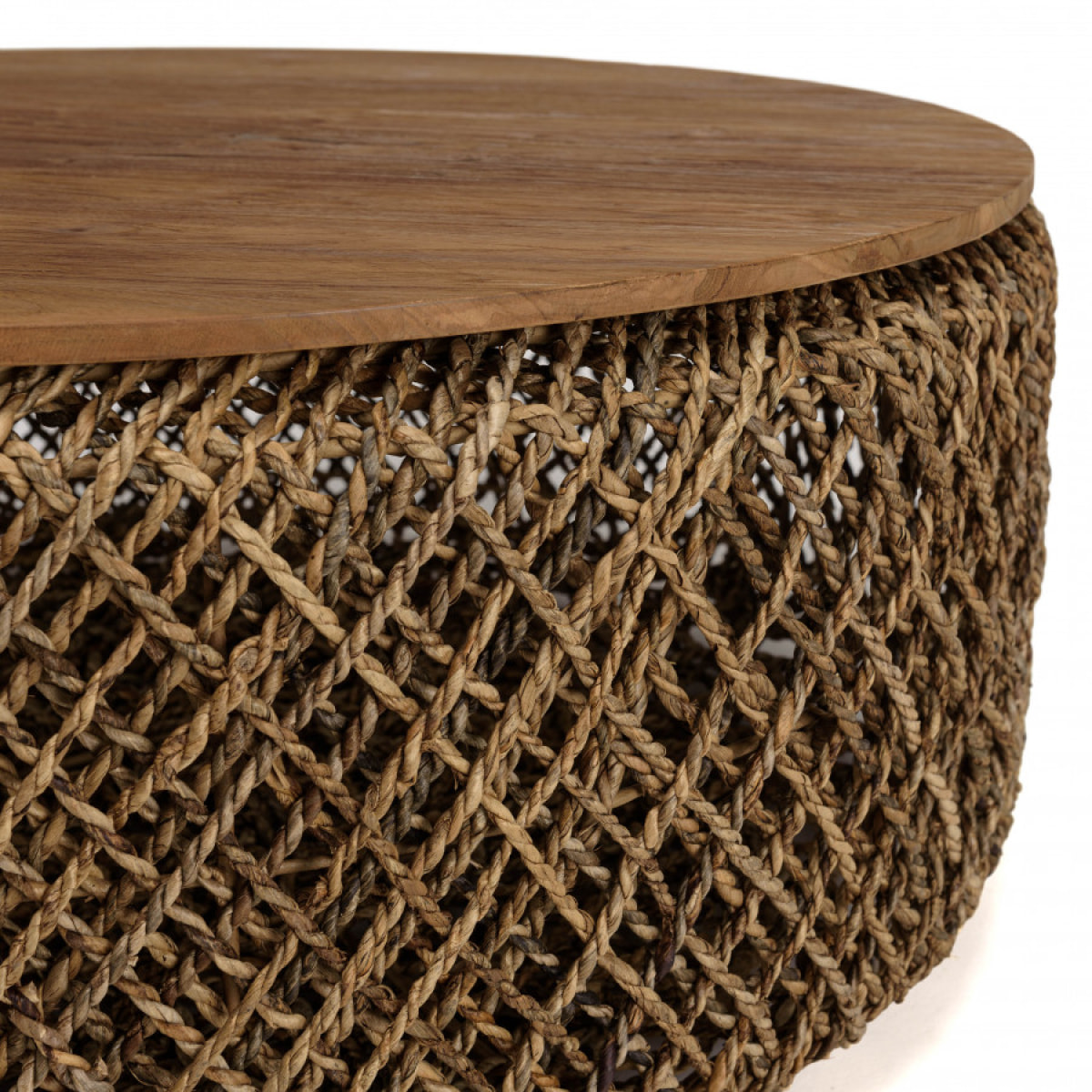 ALIDA - Table basse ronde 100x100cm en tissage de fibre de cocotier