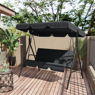 Toile de Rechange pour balancelle de Jardin Tissu Polyester Haute densité 200 g/m² 192L x 144l cm - noir