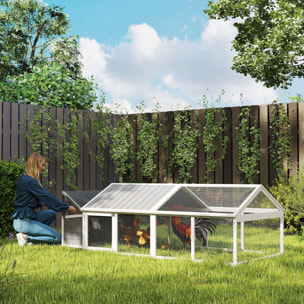 Gallinero para Exterior 240x112,5x76 cm Gallinero de Madera con Techo Abatible Corral Puertas con Cerradura y Nido para Gallinas Conejos Patos Blanco y Gris