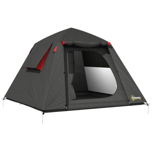 Tente camping dôme 2 pers. imperméable 3000mm - 2,1x2,1x1,5m - anthracite