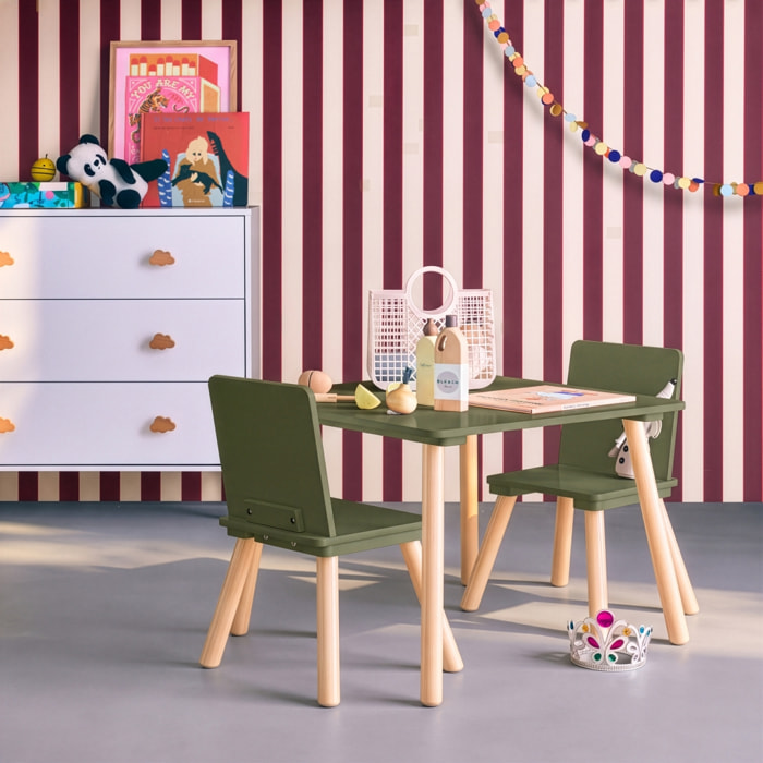 Table carrée enfant bois de pin 2 assises JUDITH