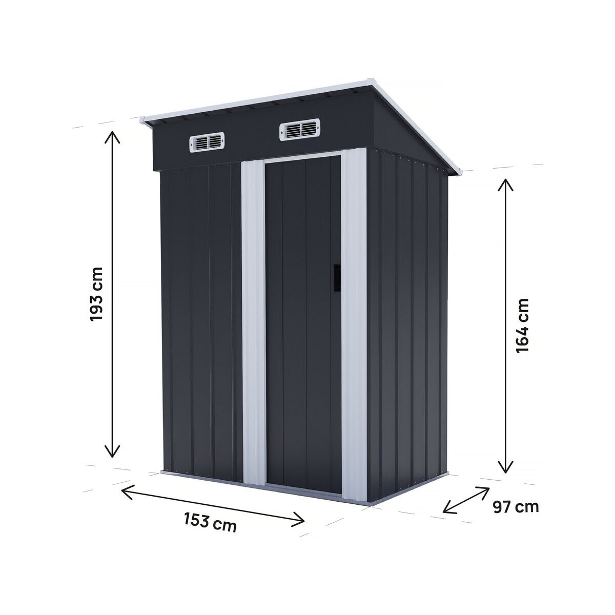 Abri de jardin métal porte coulissante "Memphis" - 1,36 m² - Gris