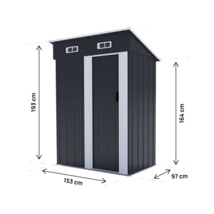 Abri de jardin métal porte coulissante "Memphis" - 1,36 m² - Gris