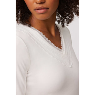 Maglietta a maniche lunghe in cotone bianco caldo