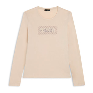 T-shirt comfort manica lunga con retro stampato