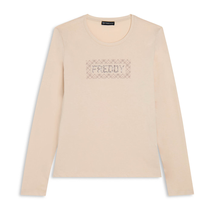 T-shirt comfort manica lunga con retro stampato