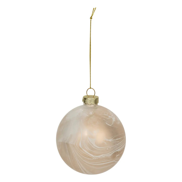 Boule verre décor effet marbre blanc D.8cm doré