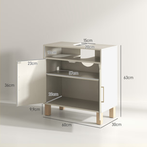 Meuble sous vasque - 2 portes, étagère, niche - MDF crème