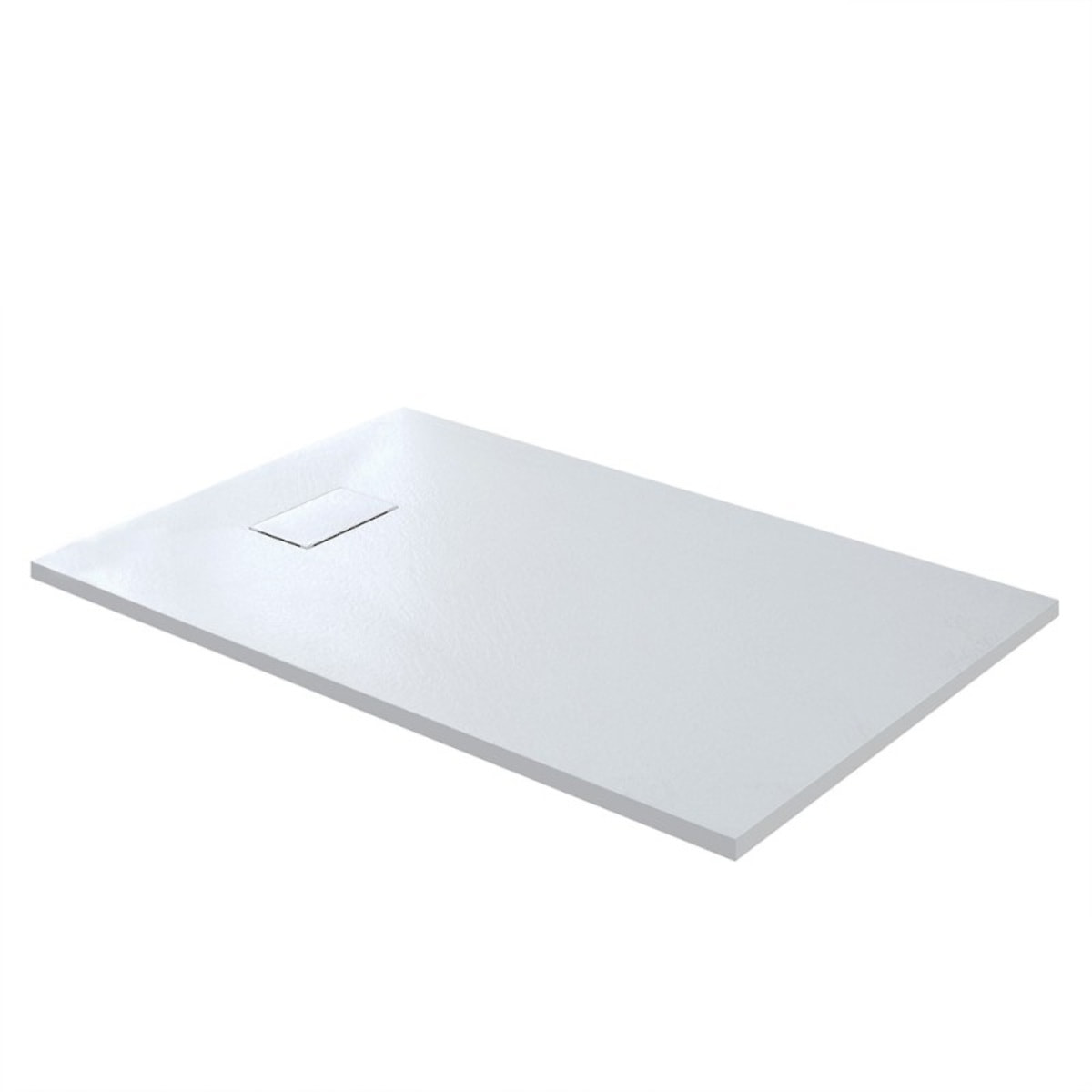 Piatto Doccia Spessore 2.6 Cm Resina SMC Effetto Pietra Stone Ardesia Antiscivolo Riducibile Filopavimento Con Griglia Di Copertura Bianco 100x100 Cm