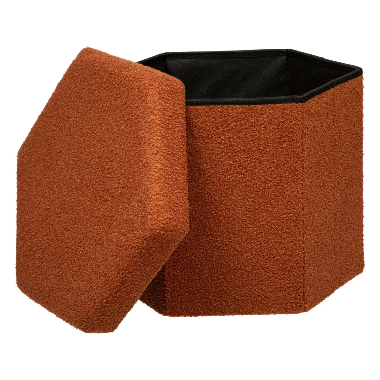 Pouf pliant "Jaiko" en bouclette 40x38cm ambre