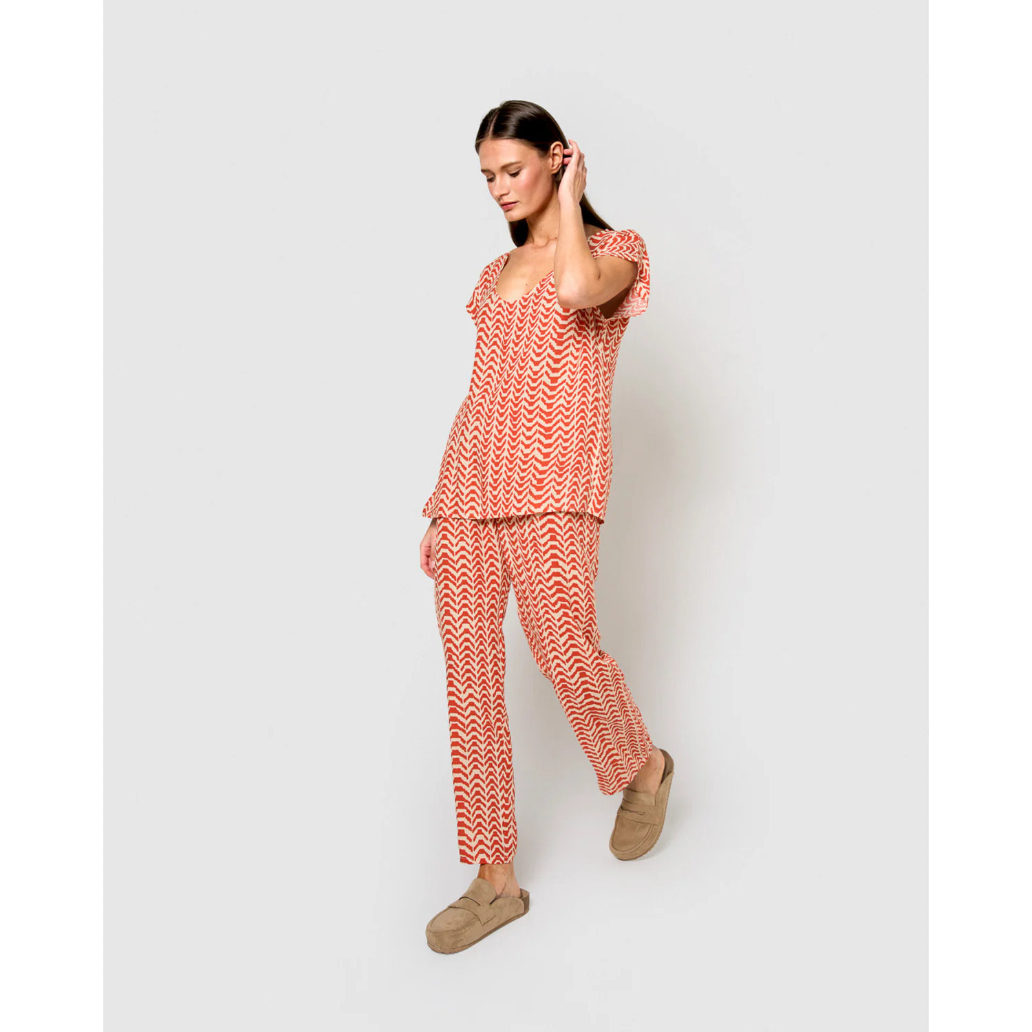 Blusa viscosa oveta teja