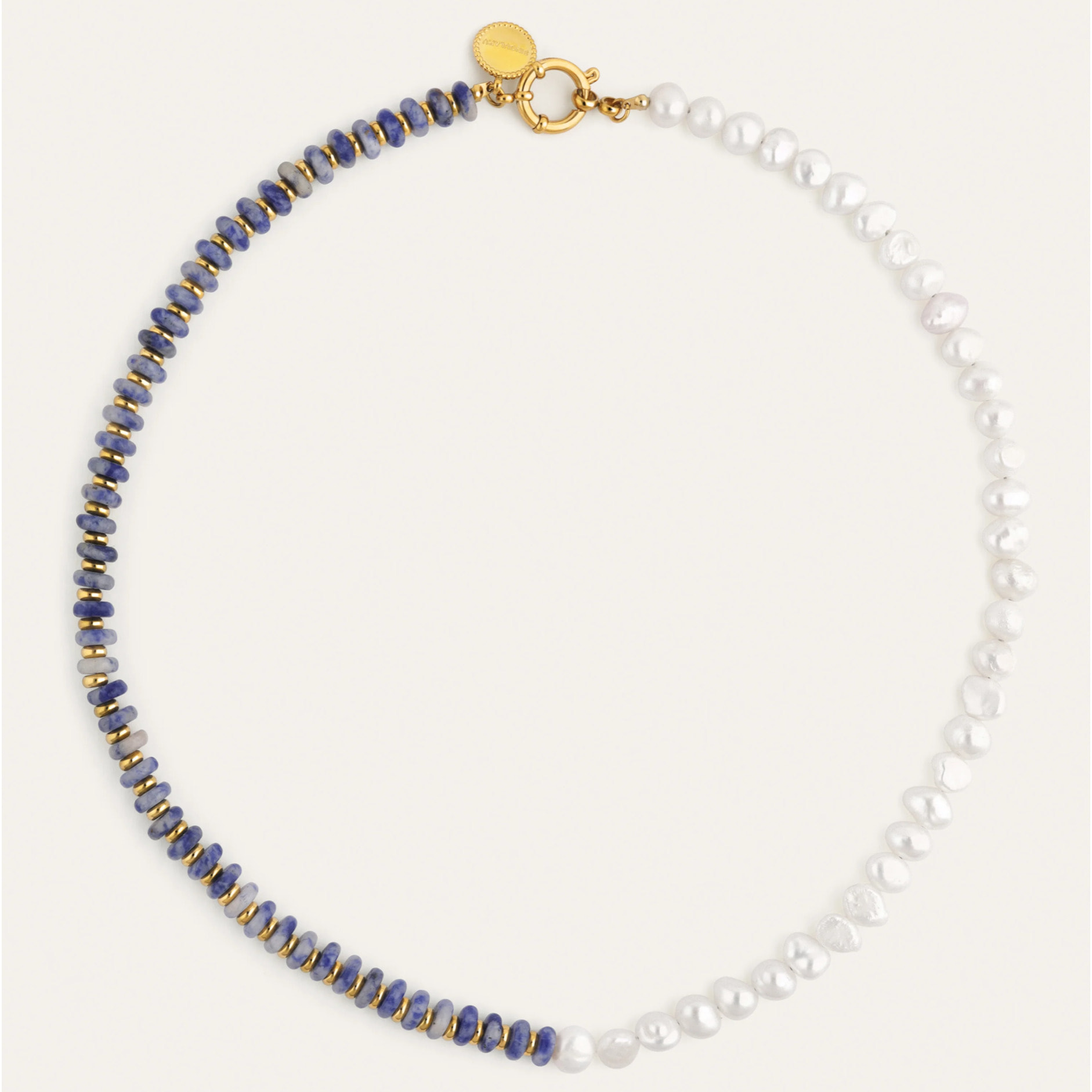 Collar Índigo Pearl Acero Baño Oro