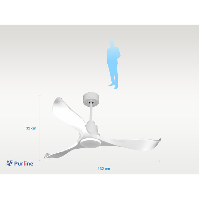 Ventilateur de plafond Réversible  Thermostat Wifi Moteur à courant continu Toits en pente Télécommande Adaptateur 2/3 Lames Hypersilence Mémoire