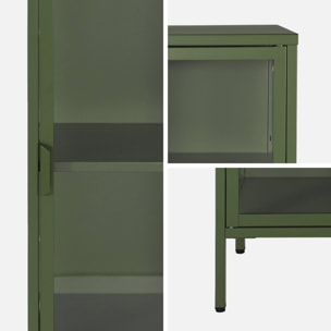 Buffet. vaisselier acier et verre trempé 1 porte 160cm vert - Arkansas
