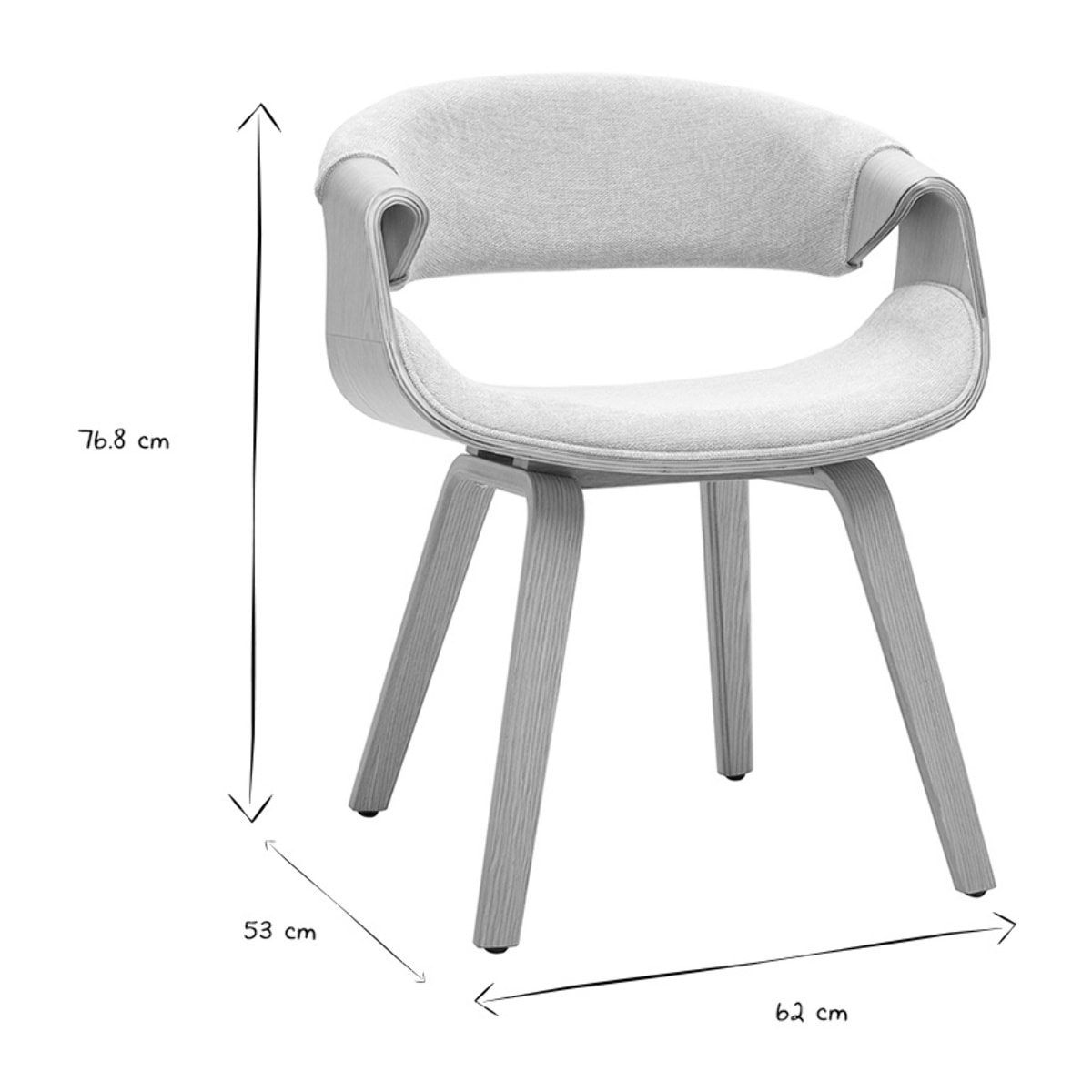 Chaise design en tissu effet velours texturé beige et bois clair ARAMIS