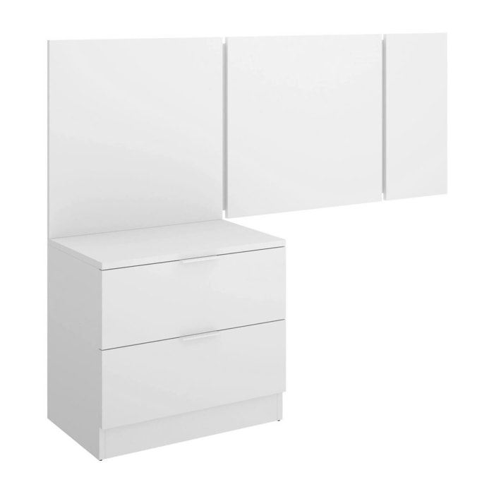 Testiera letto Chanhom, Spalliera, Testata per camera da letto, Poggiatesta, 157x34 h96 cm, Bianco