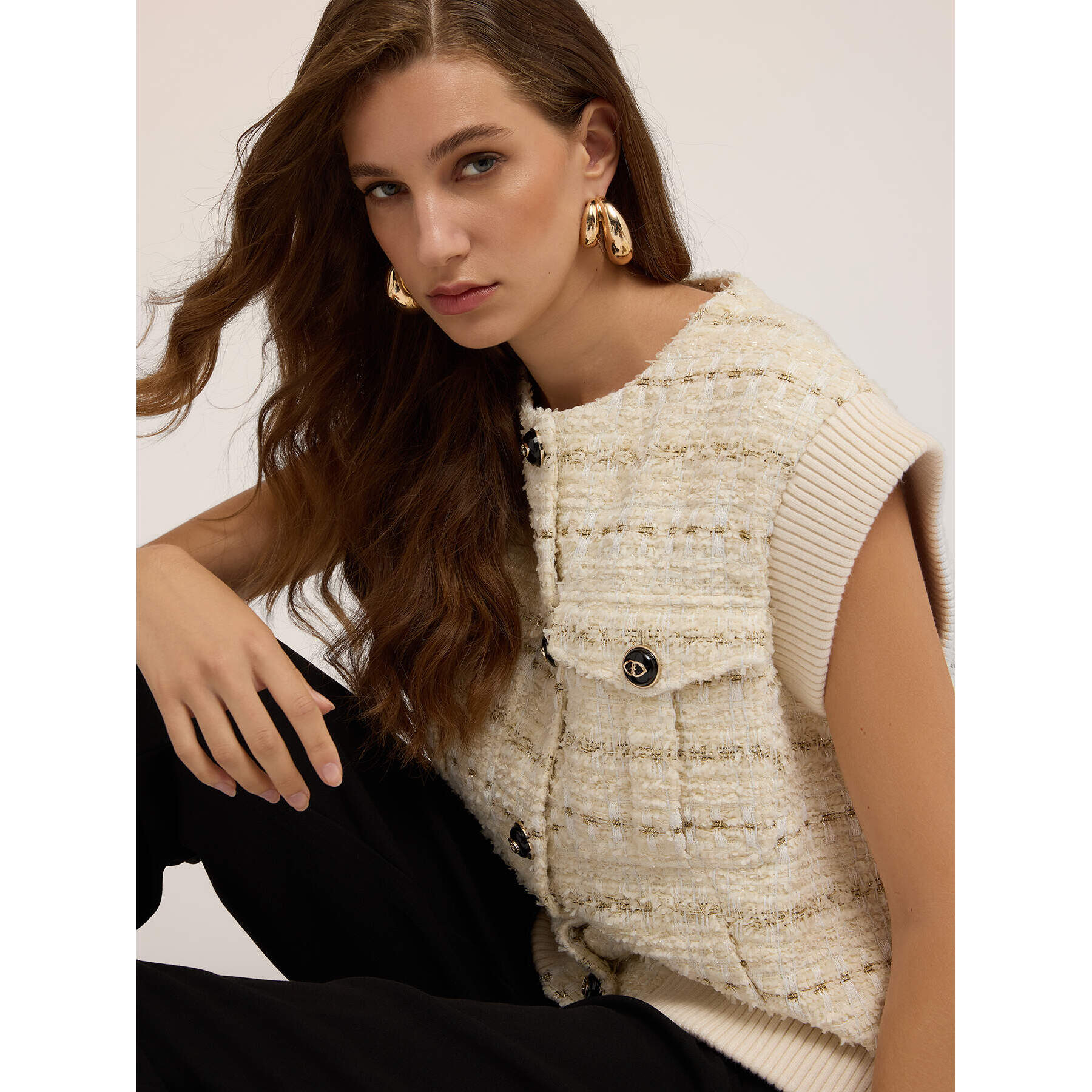 Motivi - Chaleco de tejido bouclé - Beige