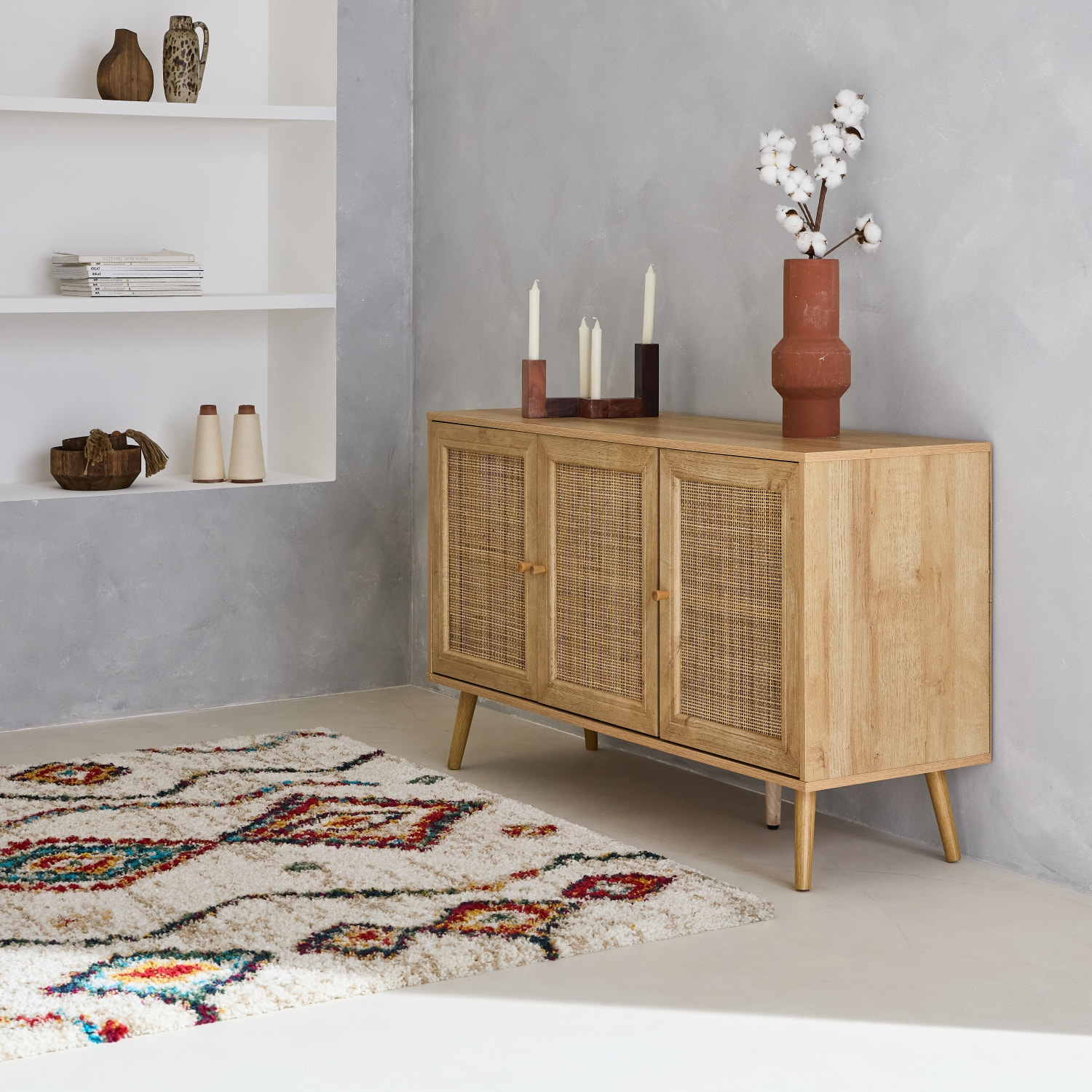Tapis intérieur shaggy style berbère créme et multicolore MAGGIE
