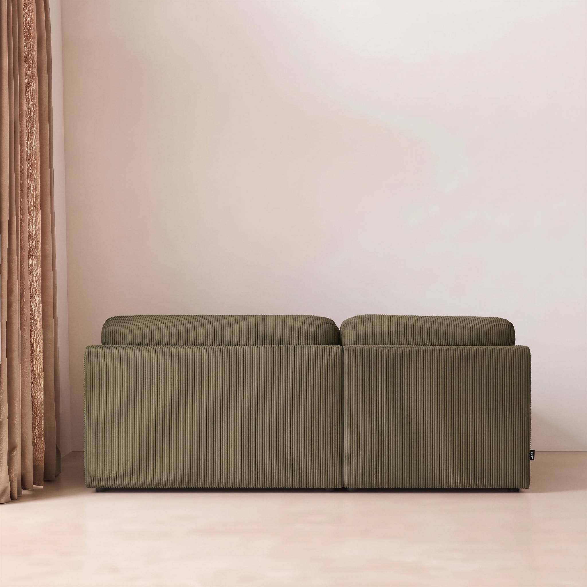 Banquette canapé d'angle gauche convertible 3 places velours côtelé avec coffre NELSON