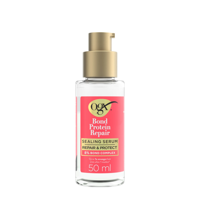 OGX Bond Protein Repair Sealing Serum, 50ml – Sérum réparateur cheveux secs et abîmés, anti-frizz, renforce et lisse sans alourd