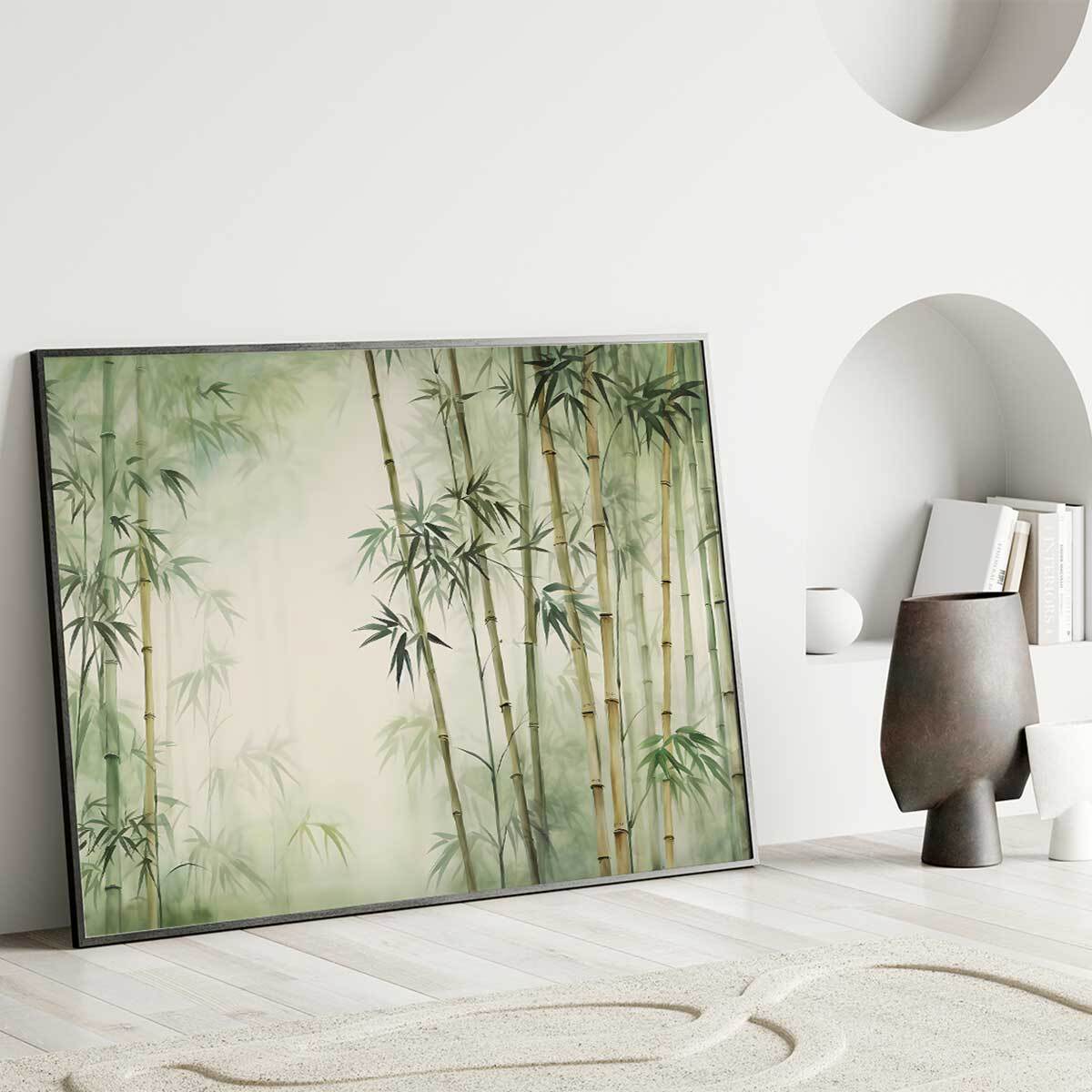 Affiche encadrée bambous Affiche + cadre en métal - Noir