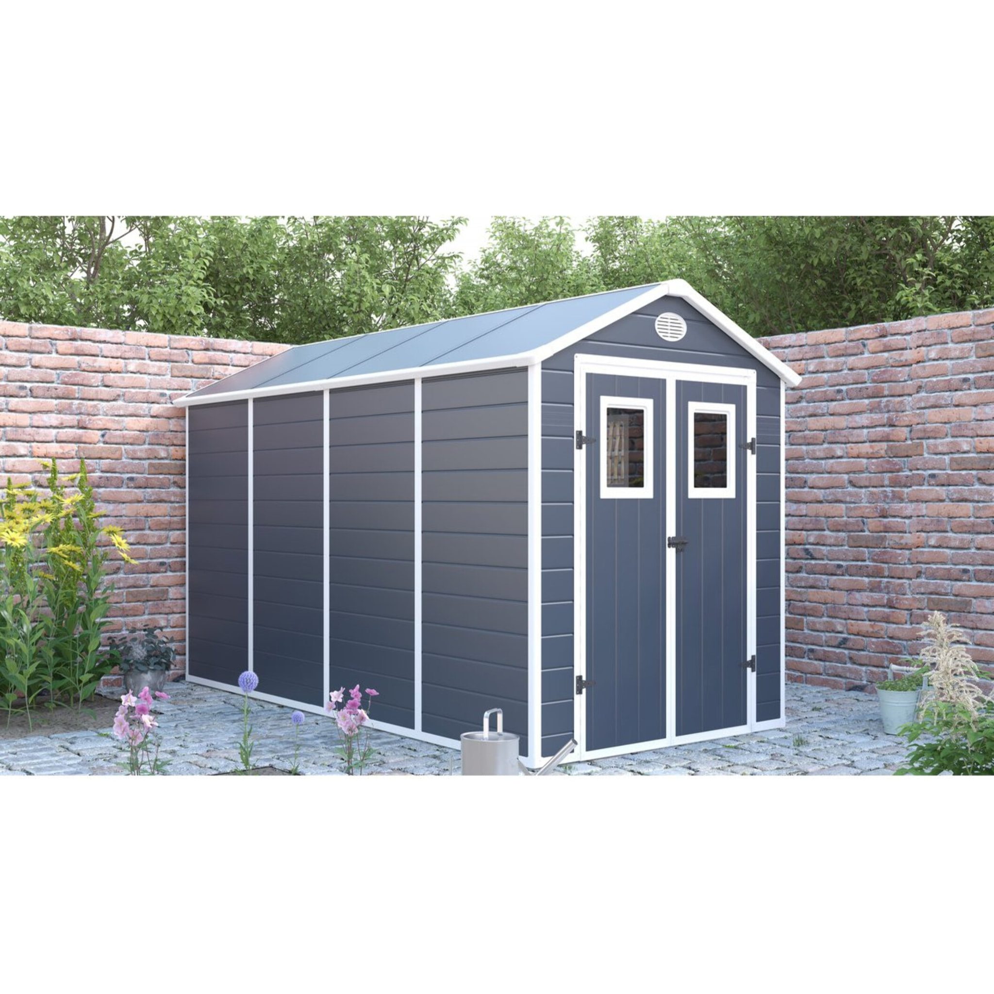Abri de jardin résine "Texas" - 5.23 m² - kit d'ancrage inclus  - Anthracite