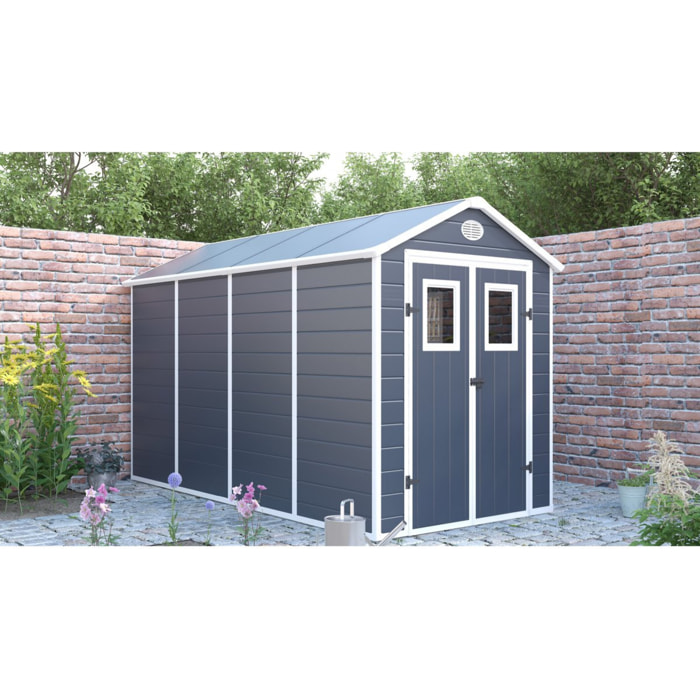Abri de jardin résine "Texas" - 5.23 m² - kit d'ancrage inclus  - Anthracite