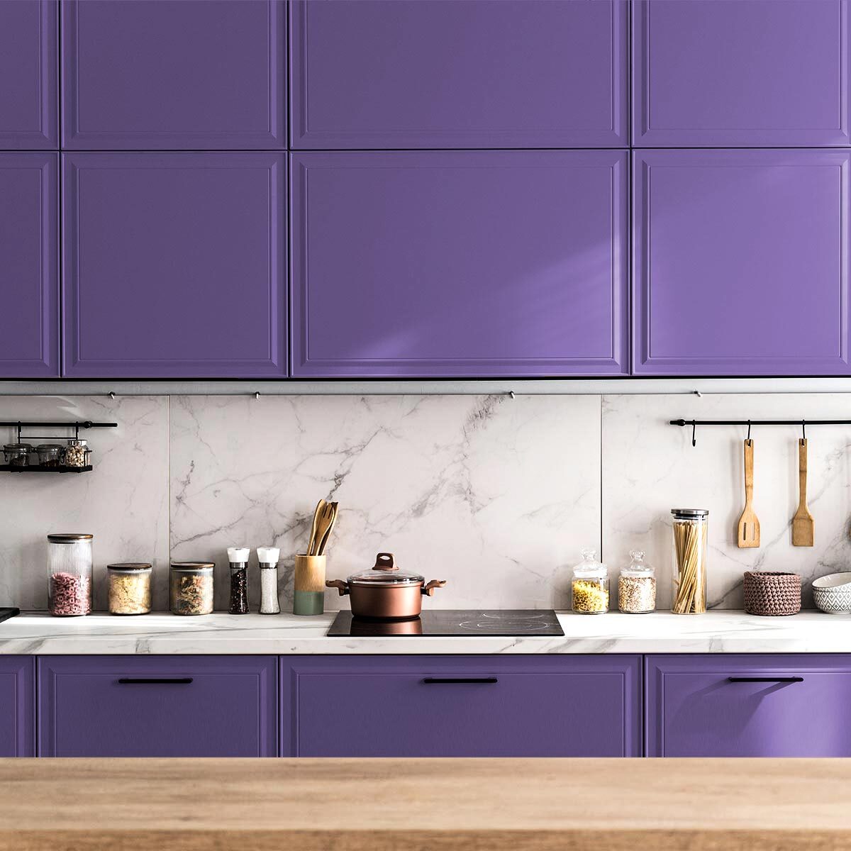 Rouleau adhésif décoratif Vinyle au Mètre - Lavande - Sticker Lavable Imperméable Mur Cuisine Meubles