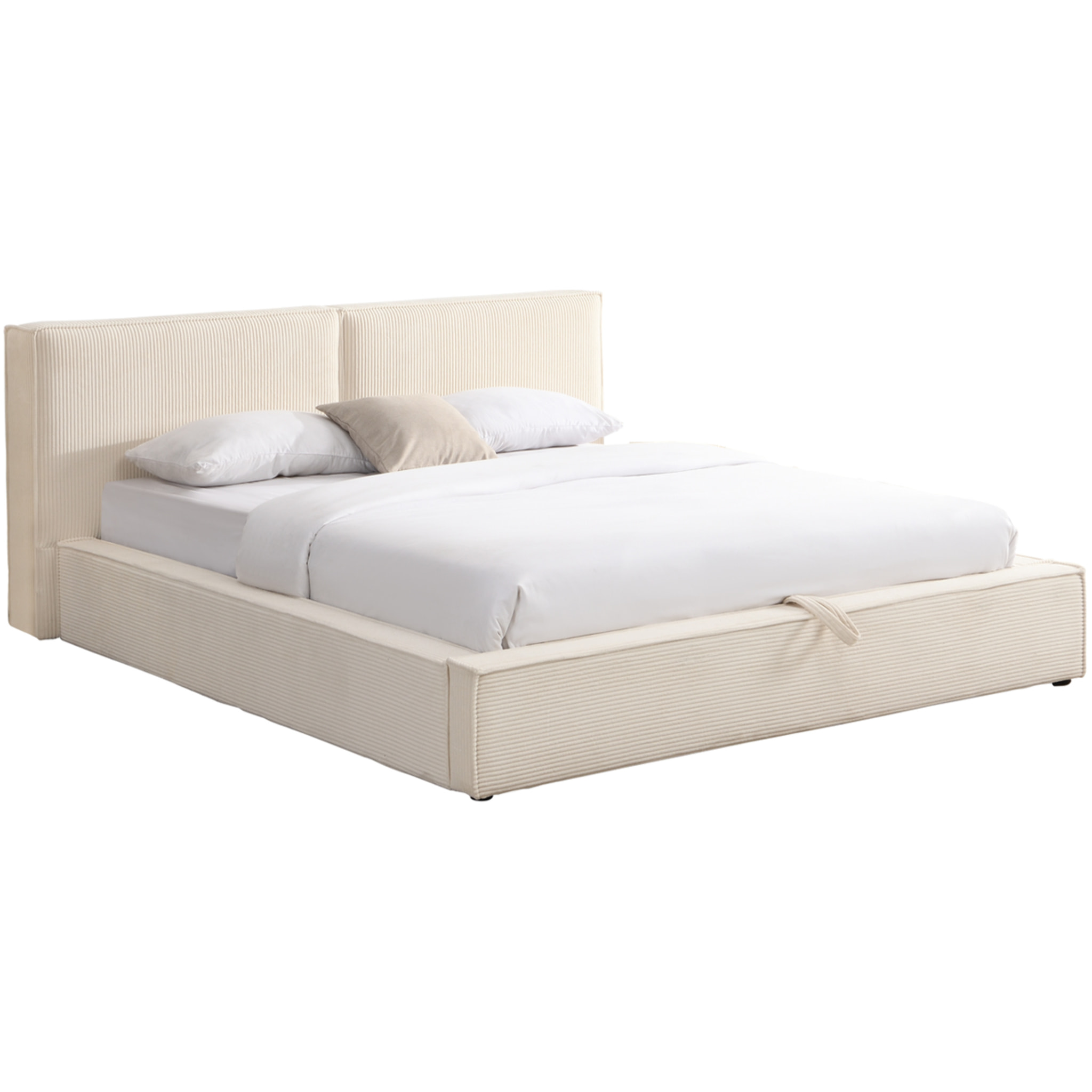 Lit coffre avec tête de lit en velours côtelé - ARNO