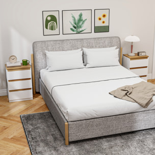 Pack de 2 Mesitas de Noche Mesillas de Noche Dormitorio Estrechas con 3 Cajones Estilo Moderno 40x30x59,5 cm Blanco