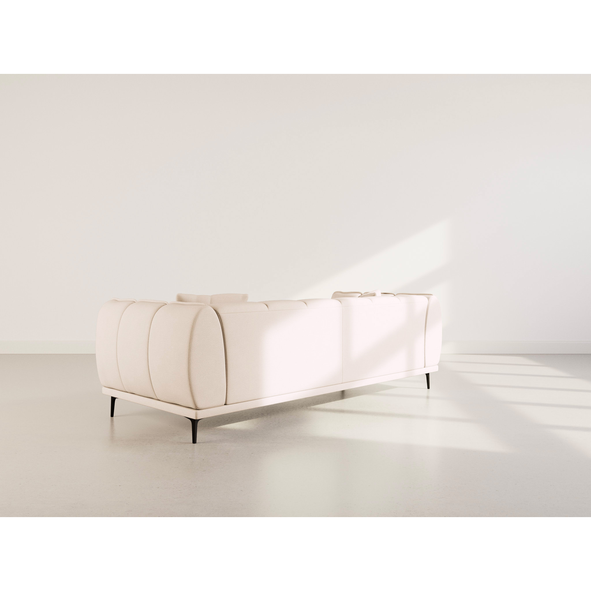 Arsene - Canapé droit 3 places en velours texturé - Beige