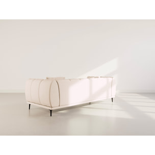 Arsene - Canapé droit 3 places en velours texturé - Beige