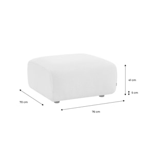 Pouf. module pour canapé. repose-pieds pour canapé 2 places en bouclette blanche. L 76 x P 70 x H 41cm - Wallas
